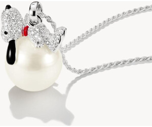 Thomas Sabo x Peanuts Snoopy Anhänger Silber, Kettenanhänger mit Zirkonia, roter Emaille und imitierter Perle auf Schneeball | Zustand: Sehr Gut – Bild 2