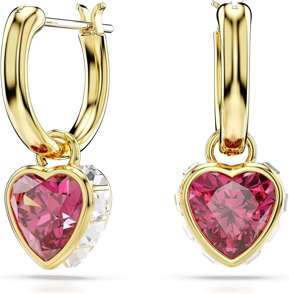 Swarovski Chroma Herz Tropfenohrringe Gold Rot, OVP, Damen-Ohrhänger aus der Chroma Kollektion mit roten Zirconia-Herz-Steinen | Zustand: Wie neu | Farbe: weiss – Bild 2