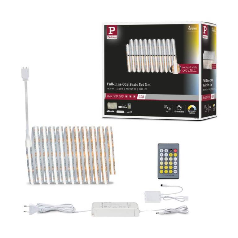 Paulmann MaxLED 500 71111 COB Tunable White, LED-Streifen-Basisset, 3m, steuerbares Weißlicht, inkl. Netzteil und Controller, in Originalverpackung | Zustand: Neu – Bild 2