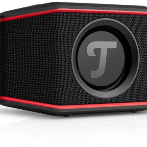 Teufel Rockster Go Schwarz Rot, Kompakter Bluetooth-Stereo-Speaker mit wasserdichtem Gehäuse, starkem Sound und integriertem Akku | Zustand: Sehr Gut | Farbe: schwarz