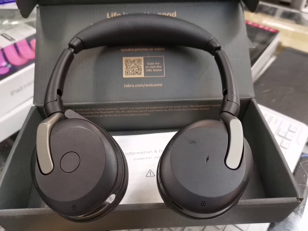 Jabra Evolve2 65 Flex 2023 Schwarz, Kabelloses On-Ear Headset, USB-A UC Adapter, ANC, faltbares Design, ovp | Zustand: Gut – Bild 4