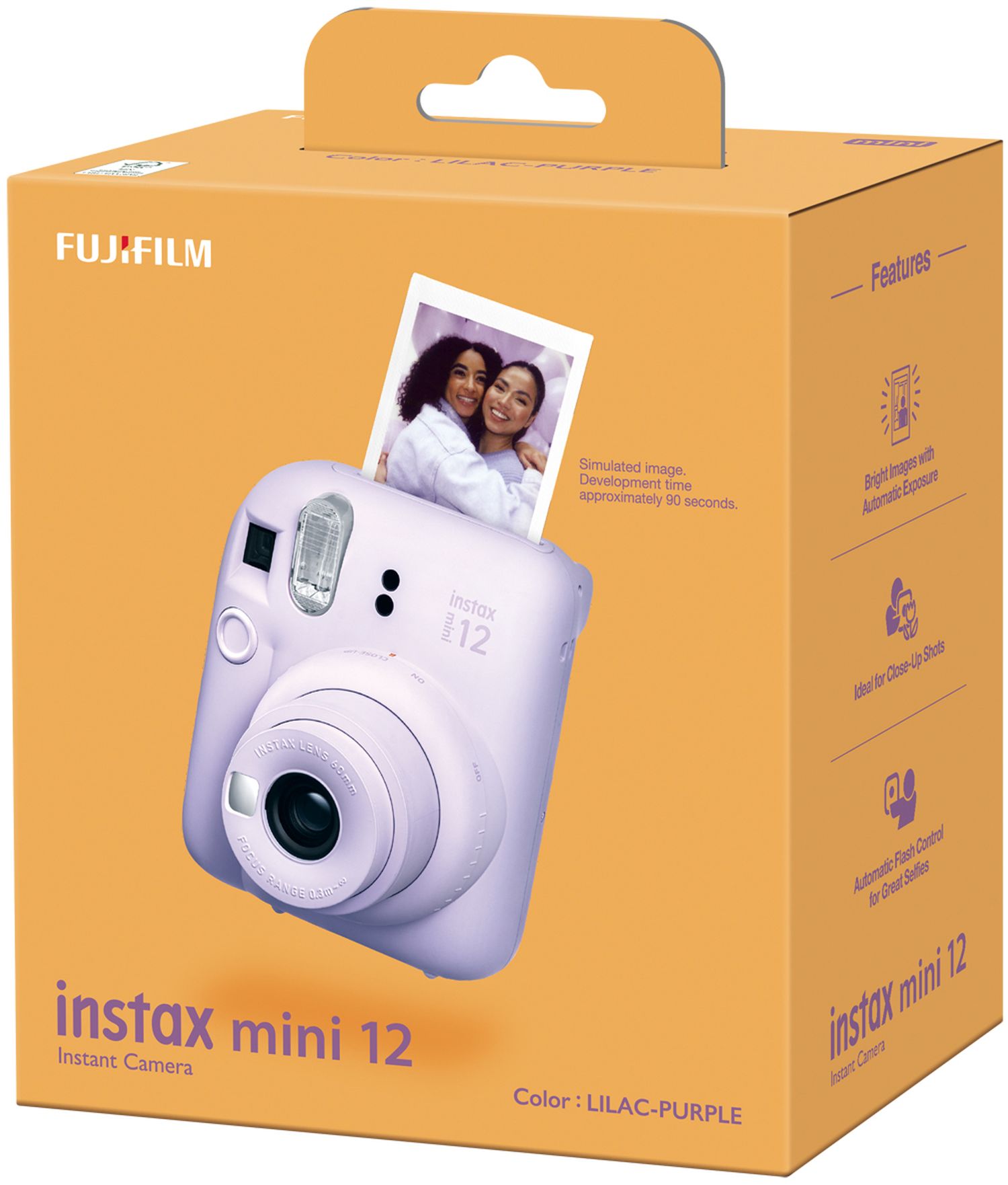 Fujifilm Instax Mini 12 Lilac Purple, Sofortbildkamera in Lila, automatische Belichtung, Nahaufnahme-Modus, Selfie-Spiegel, ovp | Zustand: Wie Neu