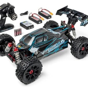 Carson Virus 4.2 XL schwarz/türkis, 1:8 RC Elektro Buggy 4WD Brushless 100% RTR mit 2,4 GHz Fernbedienung, Akku und Ladegerät | Zustand: Sehr Gut