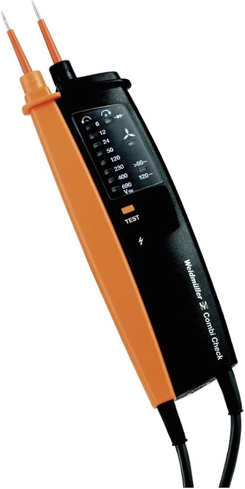 Weidmüller VT Combi Pro, schwarz/orange, Zweipoliger Spannungs- und Durchgangsprüfer 6-690V AC | DC, LED-Anzeige, Schutzart IP65 | Zustand: Sehr Gut – Bild 3