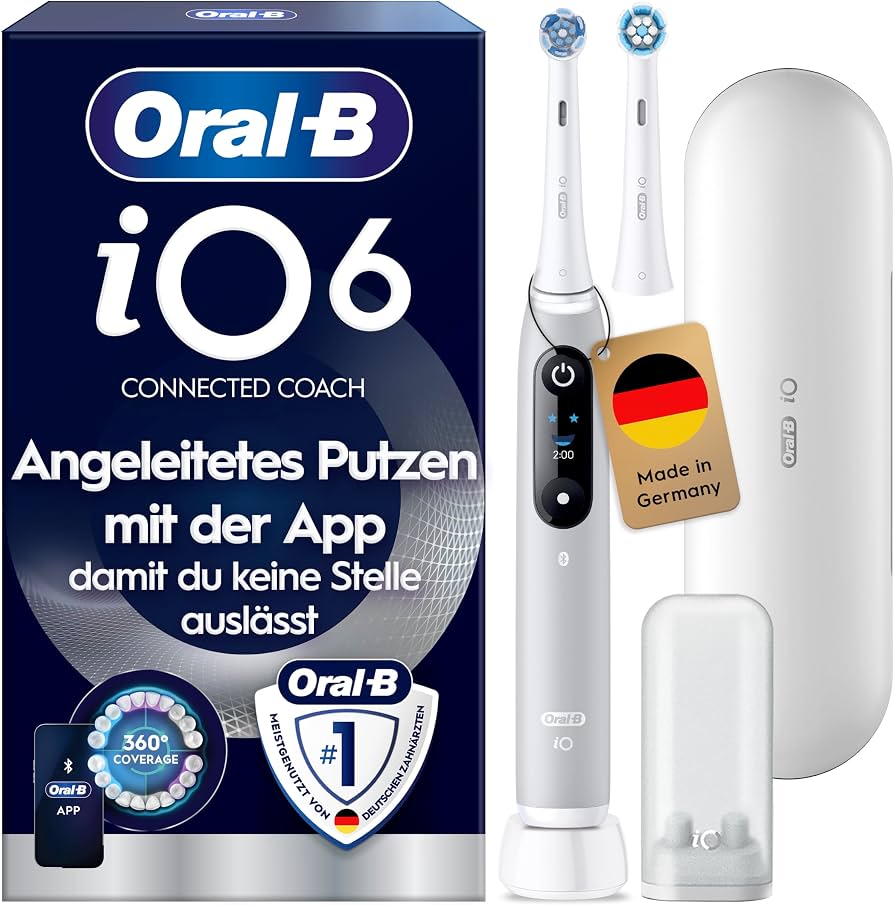 Oral-B iO Series 6 Grey Opal, Elektrische Zahnbürste mit interaktivem Display, intelligentem Andrucksensor und magnetischem Antrieb. | Zustand: Neu