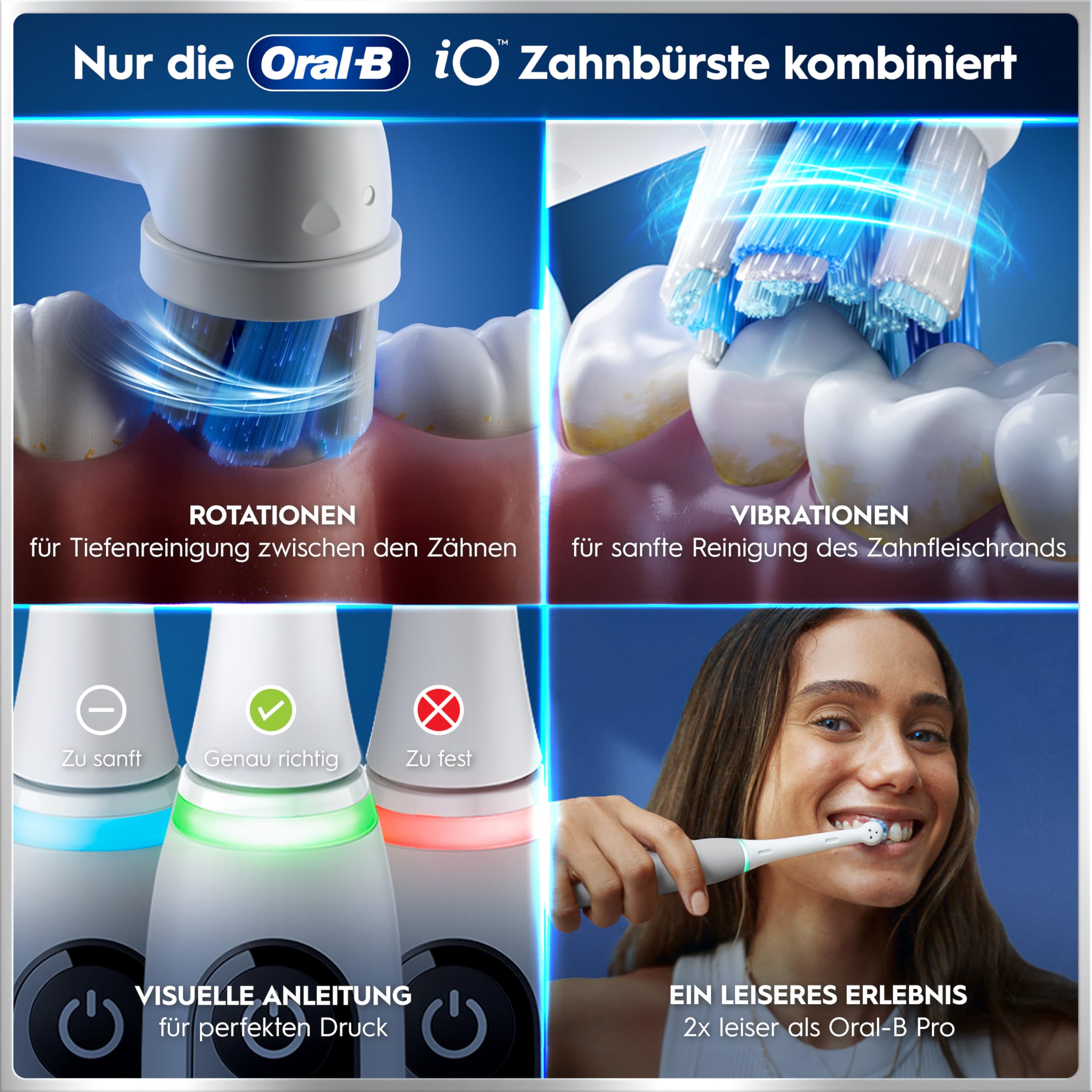 Oral-B iO Series 6 Grey Opal, Elektrische Zahnbürste mit interaktivem Display, intelligentem Andrucksensor und magnetischem Antrieb. | Zustand: Neu – Bild 2