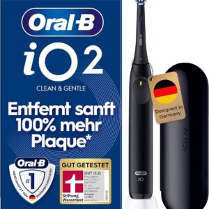 Oral-B iO Series 2 Night Black, Elektrische Zahnbürste mit sanften Mikrovibrationen, rundem Bürstenkopf und Reise-Etui | Zustand: Neu