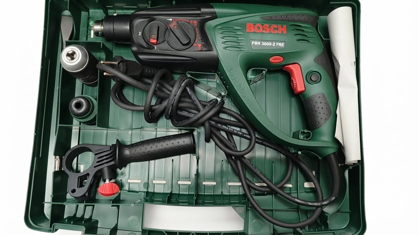 Bosch Bohrhammer PBH 3000-2 FRE, 750W, SDS-plus, mit Koffer, Wechselfutter, Zusatzhandgriff, Tiefenanschlag | Zustand: Wie Neu