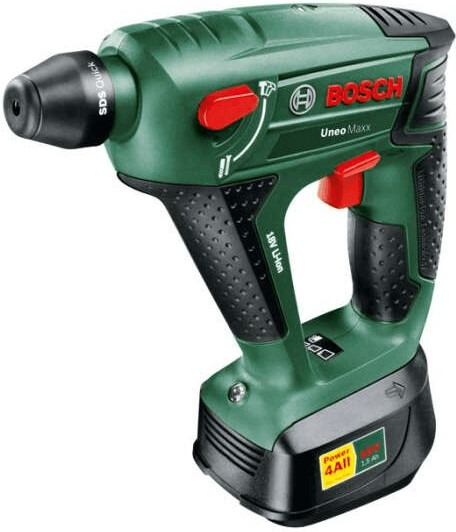 Bosch Uneo Maxx Akku-Bohrhammer, 18V, 2.5 Ah Akku, Ladegerät AL 1830 CV, Koffer, Bits | Zustand: Wie Neu