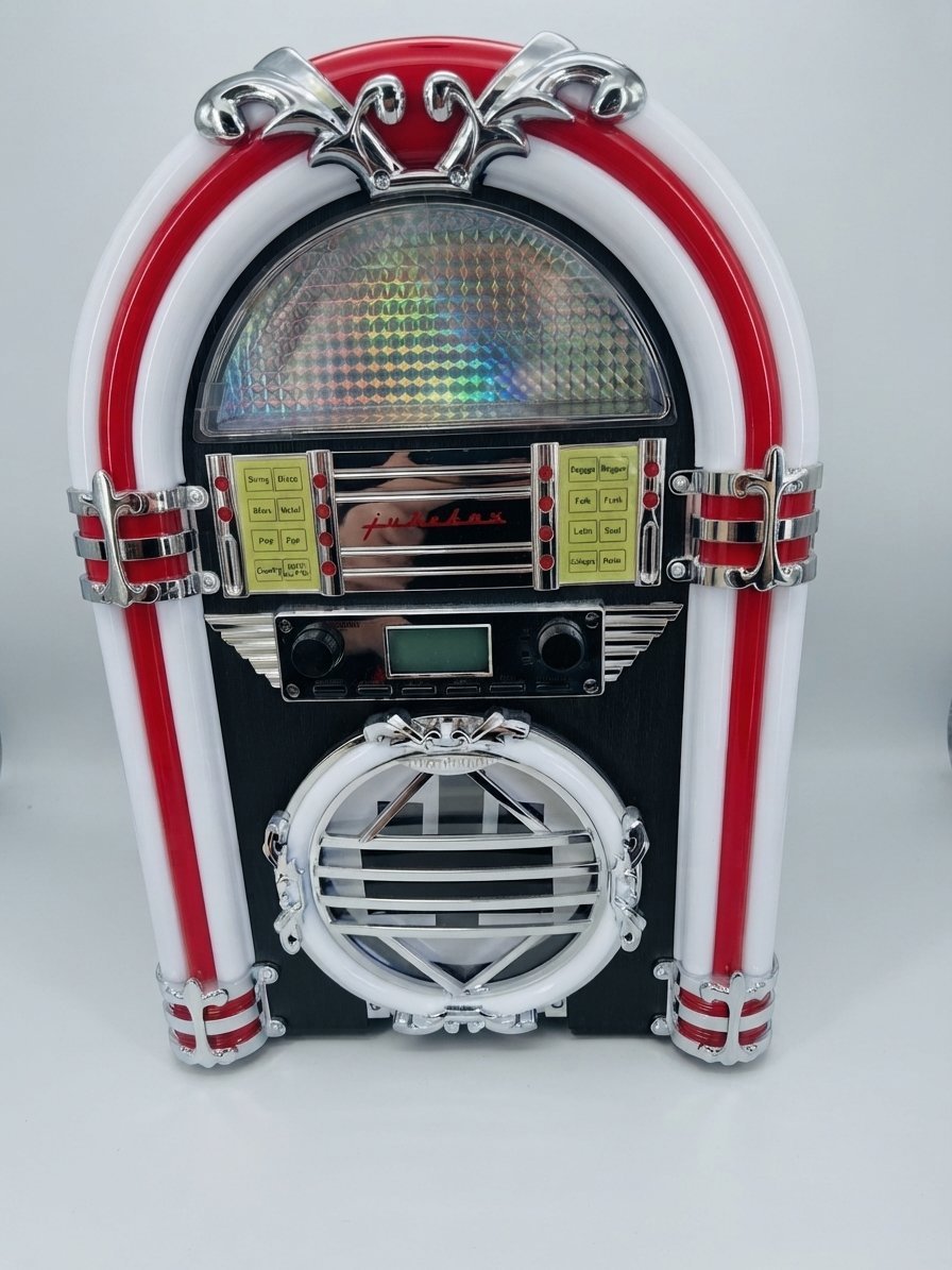 Silva Schneider Jukebox 66 Rot-Weiß, FM Radio, CD, Bluetooth, 35W, 230V | Zustand: Sehr Gut
