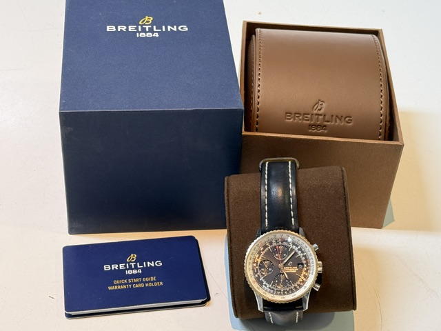 Breitling Navitimer 41 Schwarz Leder, Herrenuhr, Chronograph, Automatik, Edelstahl | Rotgold, Ref. U13324, mit Box und Zertifikat | Zustand: Sehr Gut – Bild 2