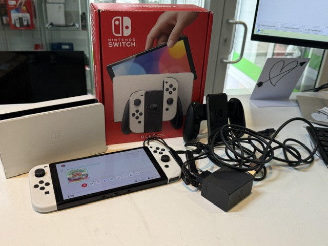 Nintendo Switch OLED, Mit Verpackung | Ladegerät | HDMI | Docking | Zustand: Sehr Gut | Farbe: weiss – Bild 3