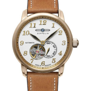 Zeppelin LZ127 7664-1 Roségold Braun, Herren-Automatikuhr Open Heart, weißes Zifferblatt, mit Verpackung und Rechnung vom 05.03.2026 | Zustand: Wie Neu