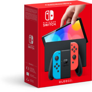 Nintendo Switch OLED Neon-Rot / Neon-Blau, Mit Verpackung, Dockingstation, Ladegerät, HDMI-Kabel und Tasche    | Zustand: Sehr Gut | Farbe: schwarz