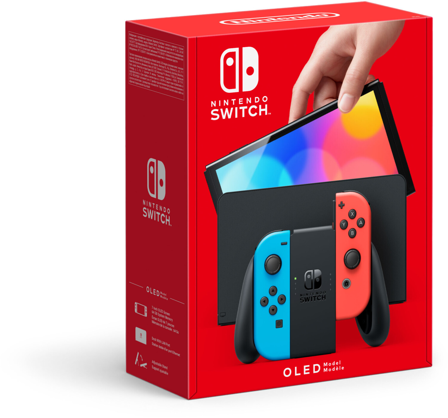 Nintendo Switch OLED Neon-Rot / Neon-Blau, Mit Verpackung, Dockingstation, Ladegerät, HDMI-Kabel und Tasche | Zustand: Sehr Gut | Farbe: schwarz