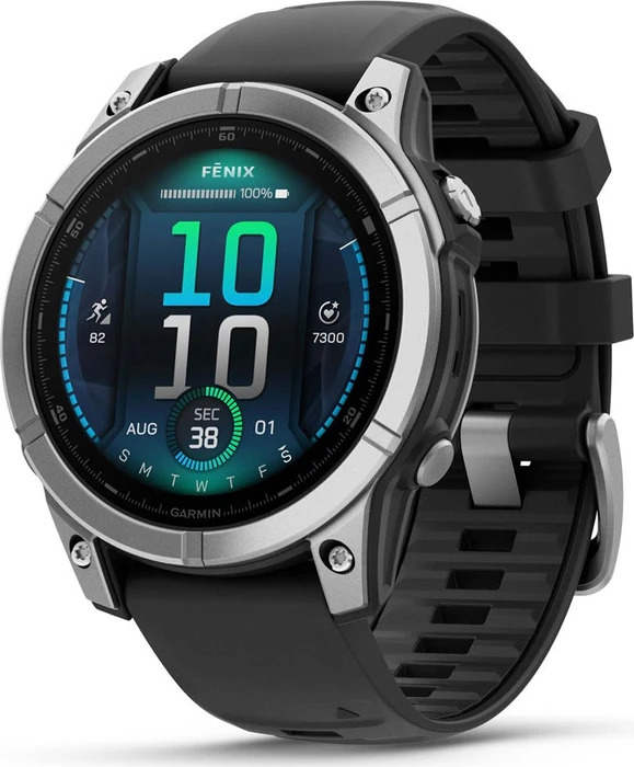 Garmin fenix E 47mm Schwarz Silber, Smartwatch, AMOLED, EdelstahLadegerätehäuse, schwarzes Armband, unbenutzt in geöffneter Originalverpackung | Zustand: Neu