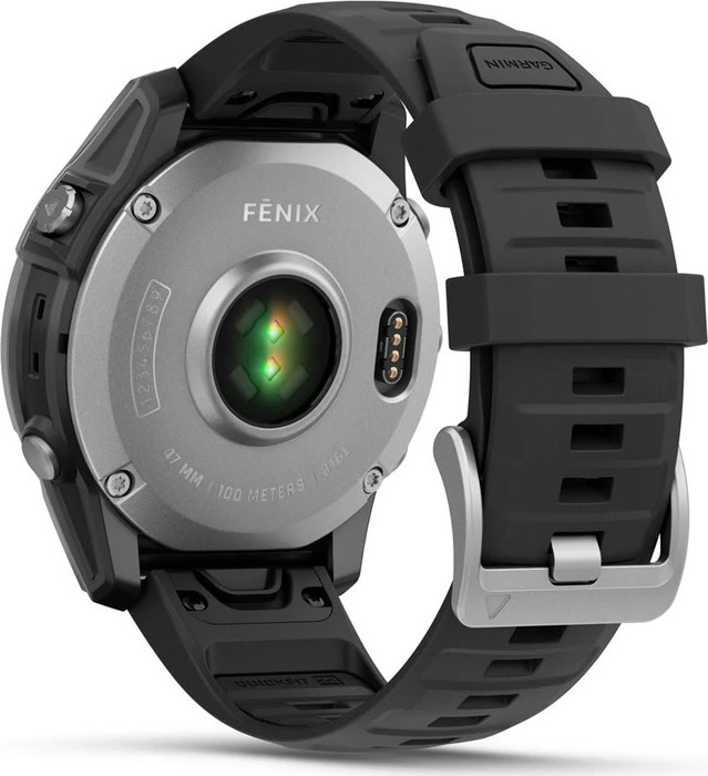 Garmin fenix E 47mm Schwarz Silber, Smartwatch, AMOLED, EdelstahLadegerätehäuse, schwarzes Armband, unbenutzt in geöffneter Originalverpackung | Zustand: Neu – Bild 2