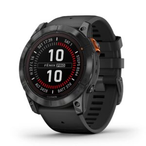 Garmin Fenix 7X Pro Solar, GPS-Smartwatch, Solar, inkl. Ladekabel, Silikon Schwarz | Zustand: Sehr Gut | Farbe: schwarz