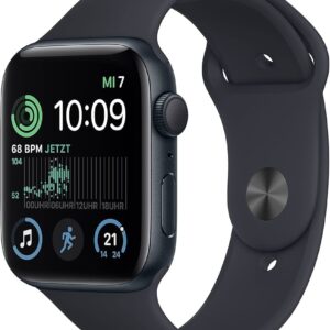 Apple Watch SE GPS 44mm (2. Gen) Schwarz, 44 mm, GPS, Rückseite gesprungen, Gebrauchsspuren,  Akku 97%, inkl. Ladekabel | Zustand: In Ordnung