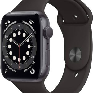 Apple Watch Series 6 44mm, GPS, 85% Akku, Stallarmband schwarz, mit Kratzern und Ladegerät | Zustand: Gut