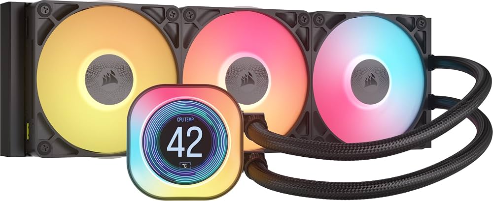 Corsair iCUE LINK Titan 360 RX LCD, schwarz, High-Performance AIO-Wasserkühlung, 360-mm-Radiator, 5-Zoll-LCD-Display, RX RGB-Lüfter, OVP | Zustand: Neu