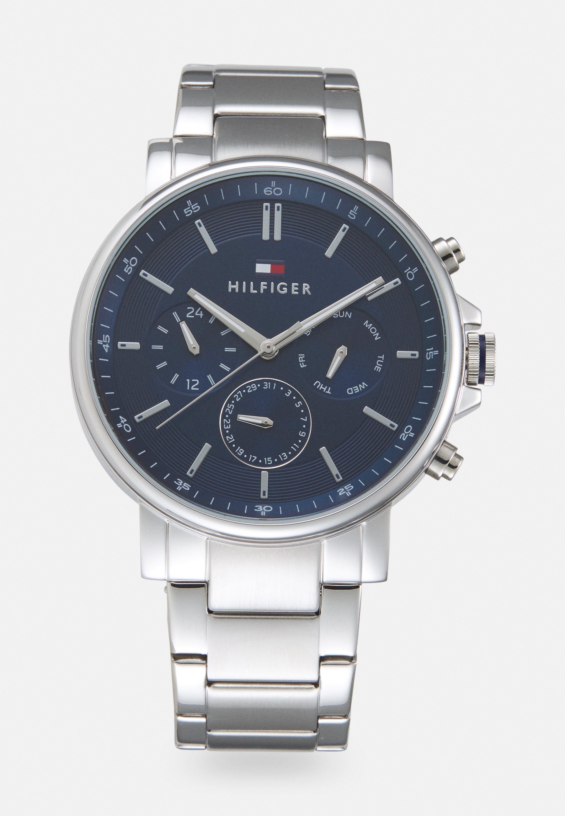 Tommy Hilfiger Herrenuhr Blau Silber, Chronograph, OVP, Batterie muss getauscht werden | Zustand: Sehr Gut