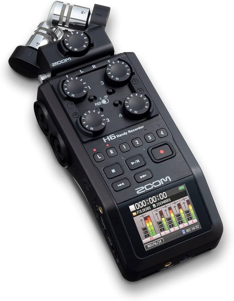 Zoom H6 Black, schwarz, Mobiler 6-Spur-Handy-Recorder mit austauschbaren Mikrofonkapseln und USB-Audio-Interface | Zustand: Gut | Farbe: schwarz